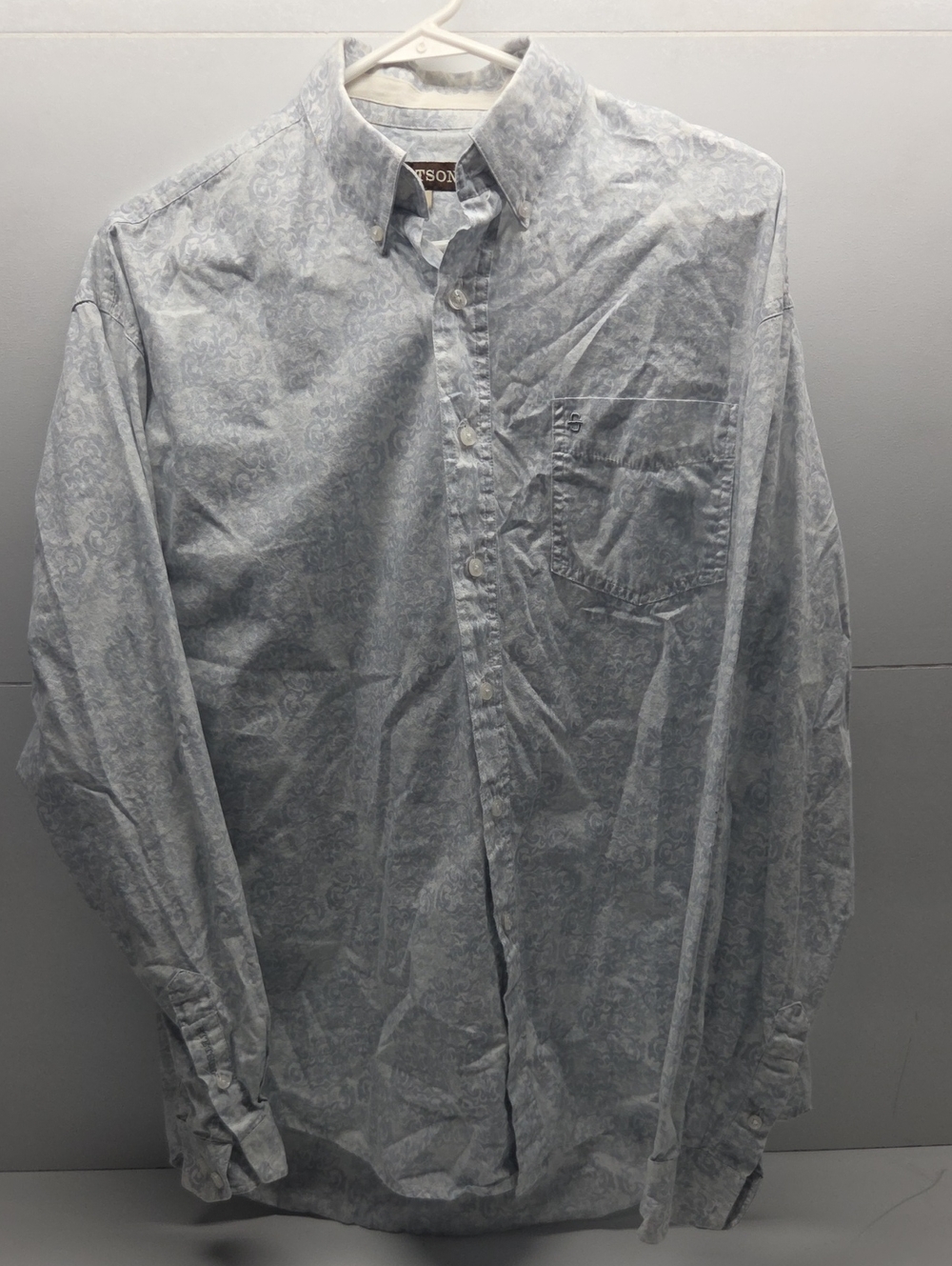 Stetson Light Blue Paisley Long-Sleeve Button-Down Shirt